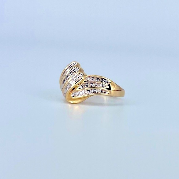 ✨Estate Diamond 10K Gold Swirl Three Row Statement Ring✨ - Picture 4 of 7